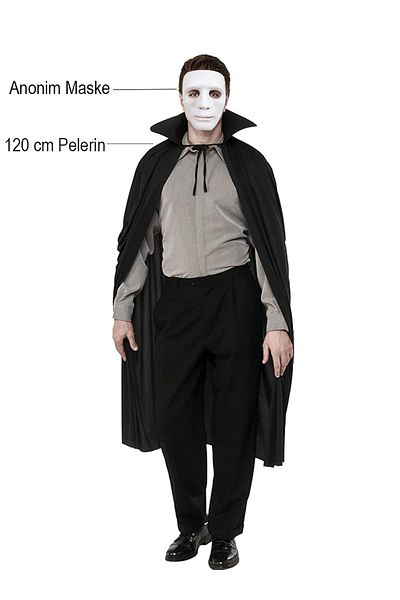 Angoravi Black Collar 120 cm Cloak and White Anonymous Mask