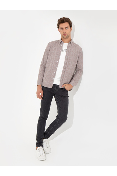 Cacharel Bordo Slim Fit Uzun Kollu Gömlek 50255618-VR014