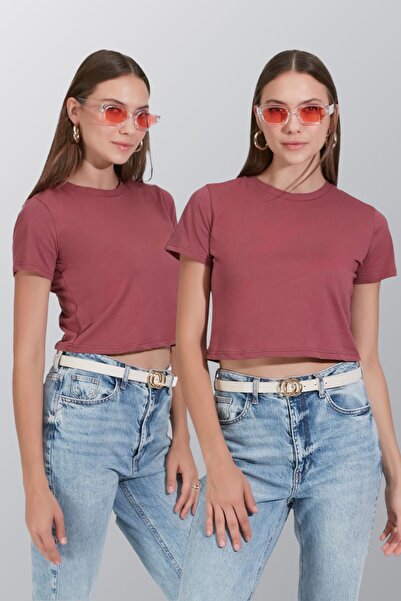 C&City 956 Model Dusty Rose 2-dijelni Skraćeni kroj T-shirt - okrugla kragna,...