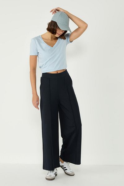 C&City Marineblaue Palazzo-Sweatpants für Damen – 746 mit Nahtdetails