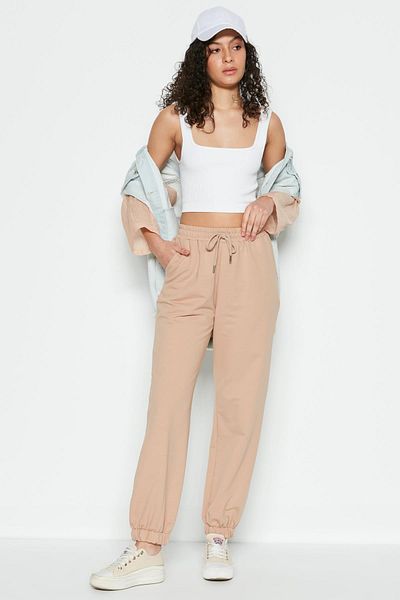 C&City Pantaloni de sport Jogger Elastici 737 Maro Lăptos