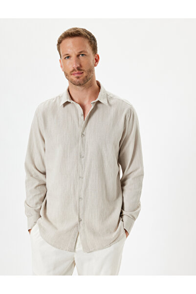 Koton Long Sleeve Textured Cotton Regular Fit Shirt