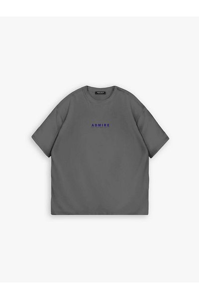 ablukaonline Γκρι ανδρικό μπλουζάκι Oversize - με υφή και στάμπα