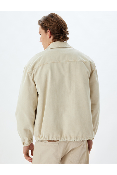 Koton Бавовняний джинсовий гомлек великого розміру з кишенями та зав'язками на талії