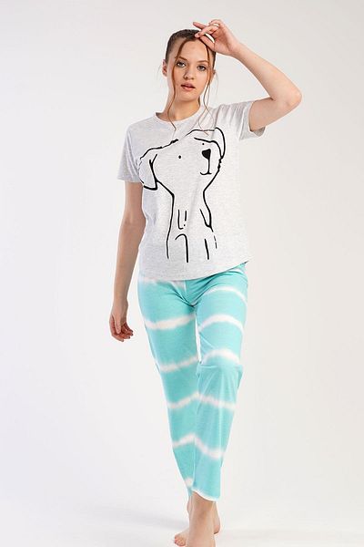 C&City Schneemelange Kurzarm-Pyjama-Set - 441027