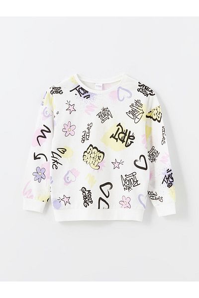 LC Waikiki Lw - Crew Neck Printed Long Sleeve Girl's Pajama Set