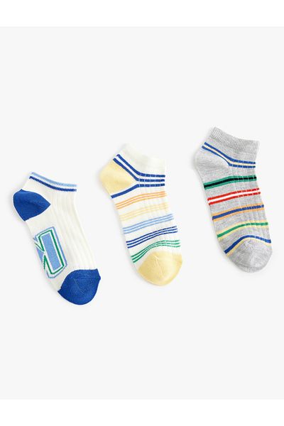 Koton Set de 3 șosete din amestec de bumbac cu dungi multicolore