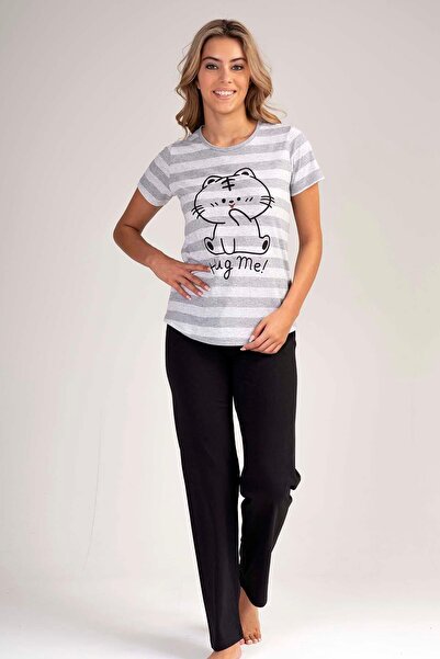 C&City Kurzarm-Pyjama-Set Schwarz-441046