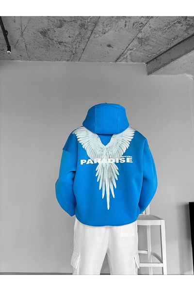 ablukaonline Unisex Μπλε Oversize εμπριμέ κουκούλα Paradise