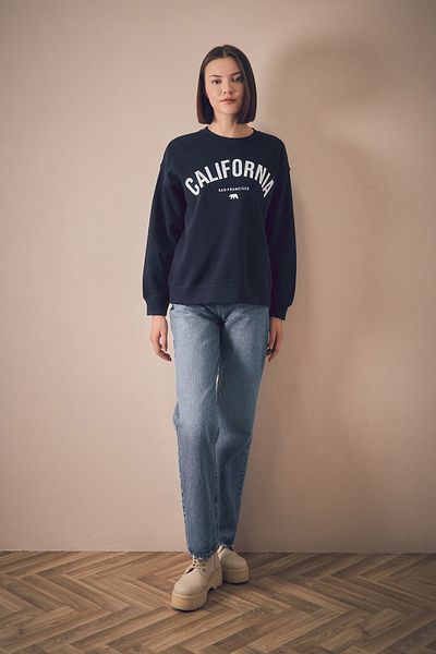 Fulla Moda Суитшърт с деколте с принт на Калифорния
