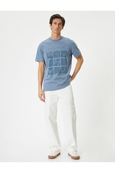 Koton Crew Neck Short Sleeve Cotton Printed T-Shirt