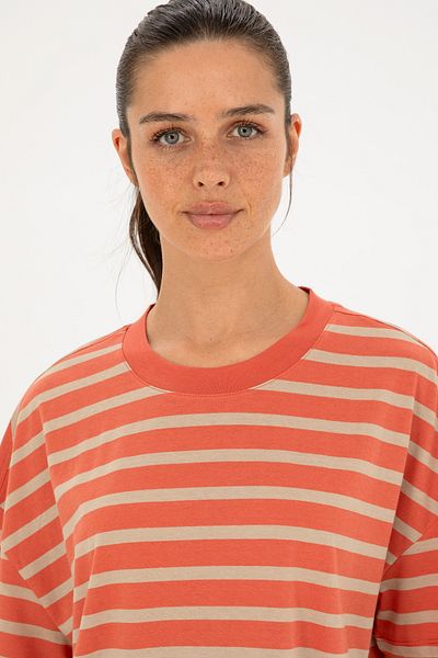 U.S. Polo Assn. Γυναικείο T-Shirt με λαιμόκοψη σε πούδρα 50285841 -VR042