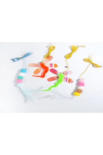 SARFEX Caterpillar and Worm Model Adhesive Elastic Fishing Rod Cat Toy