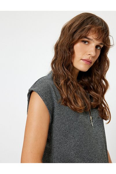 Koton Stand Collar Half Zippered Sweater