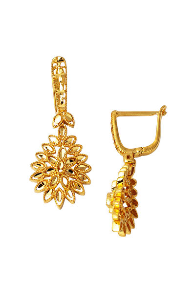 Zerince Yaprak 22 Ayar Altın Küpe