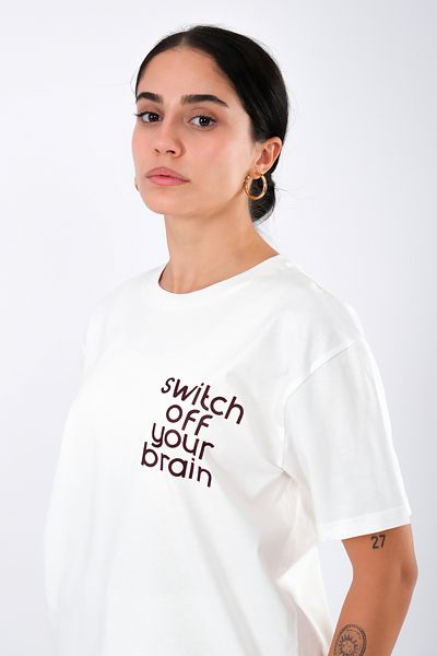 Coredra Tricou Ecru pentru damă - Switch Off Relaxed Fit