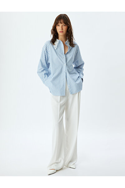 Koton Cămașă oversize cu guler din dantelă cu mânecă lungă