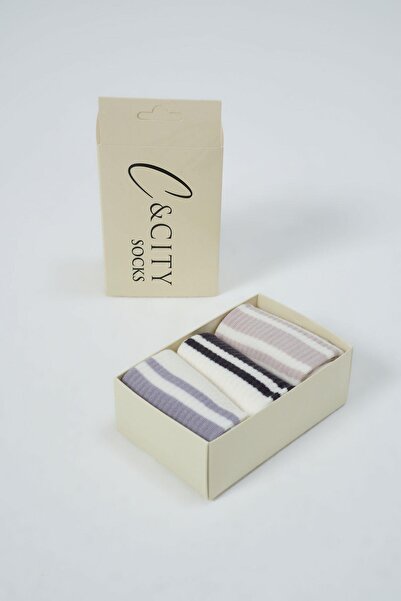 C&City 3 db csíkos hosszú zokni készlet hegyi használatra