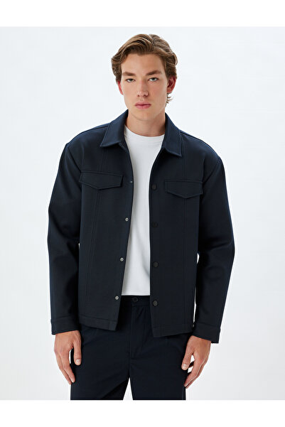 Koton Blazerjacke – Hemdkragen, Pattentaschendetail und Druckknopf