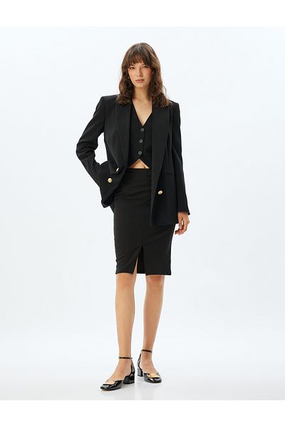 Koton Țesătură de scuba slim fit midi - fustă creion cu fantă frontală