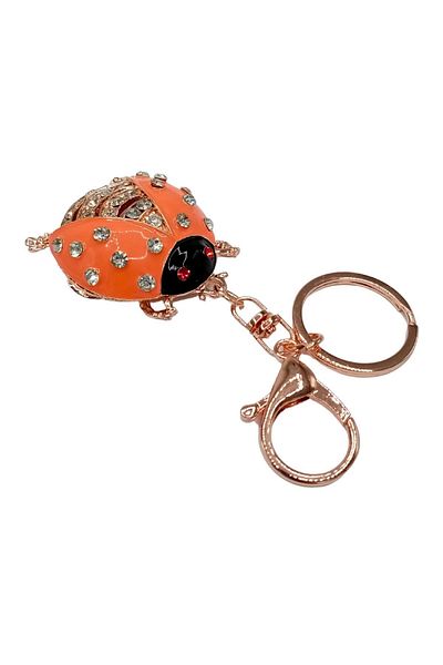 Dünyadan Hediyeler Crystal Stone Ladybug Keychain Orange No.3
