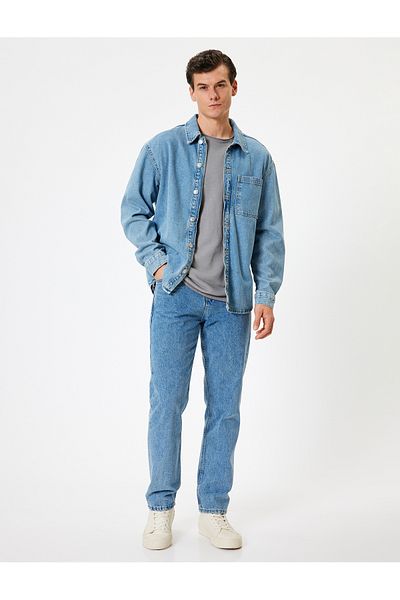 Koton Straight Leg Cotton Standard Waist Straight Fit Jeans - Mark Jean
