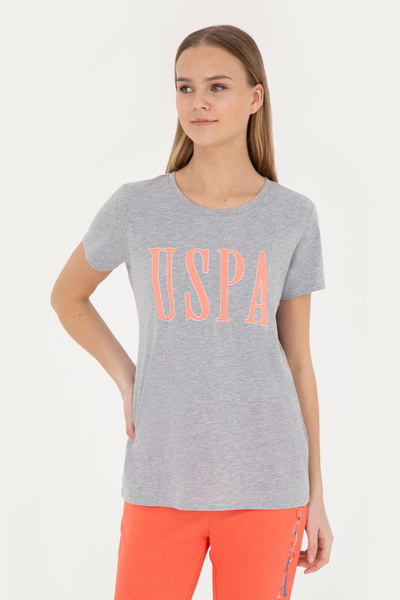 U.S. Polo Assn. Kadın Gri Melanj Bisiklet Yaka Tişört 50285843-VR086
