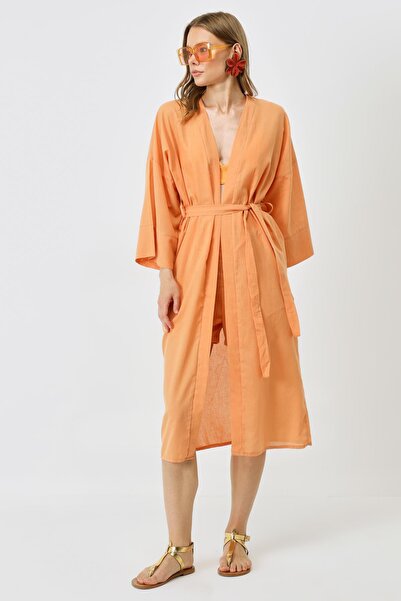 C&City Set kimono model pepene galben 9069 cu pantaloni scurți