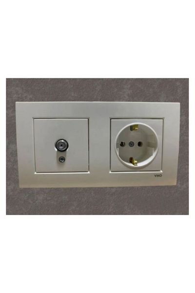 orka elektrik Viko Karre White Double Set Tv (F Connector) Satellite Socket, Grounded Socket