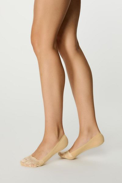 C&City Κάλτσες μπαλαρίνας με δαντέλα Mummy Nude Color