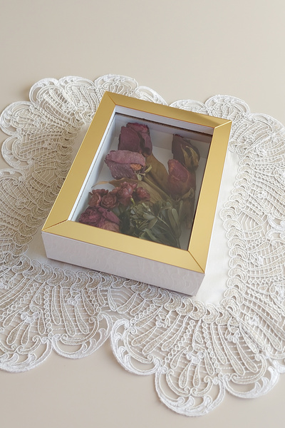 Verda Çerçeve 15x20x5 cm New Fashion Flower Memory Frame - Deep Rose Box
