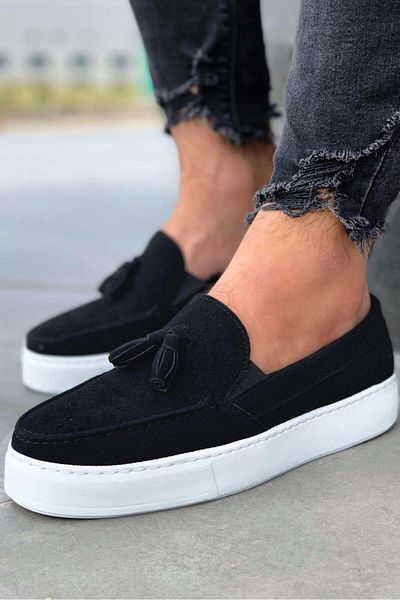 K&A Casual Sports Classic Shoes Black Suede (White Sole)