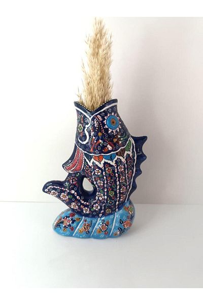 Hd Marketim Fish Flower Patterned Ceramic Figurine Tile - Decorative Table Object
