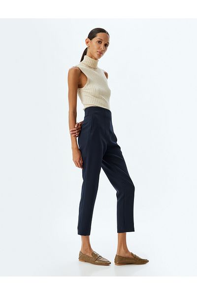 Koton High Waist Slim Fit Pocketed Cigarette Pants