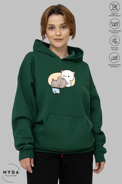 Nyda Collections Φούτερ Unisex με μακρυμάνικη κουκούλα Bubu Dudu - Βαμβακερό μεγάλο μέγεθος