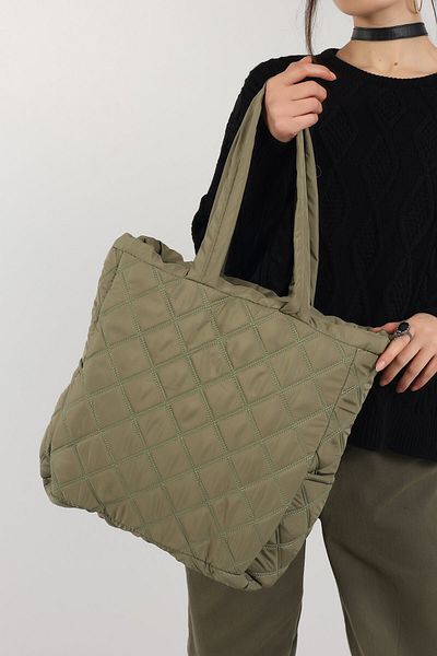wandaofficial Khaki Quilted Shoulder Bag 4334