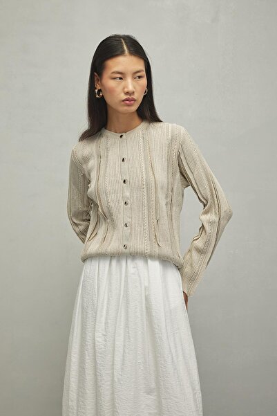 Fahhar Μπεζ Χρώμα Λάμψη Χρώματος Ζακέτα