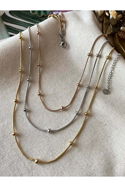 Butik Çelik 3’lü Renkli Dorika Kolye