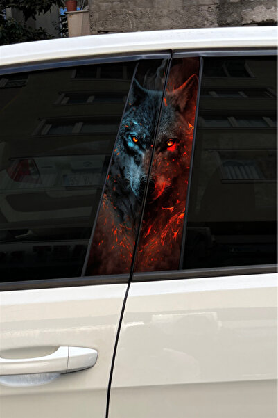 Quart Aksesuar Kurt Araç Kapı Direk Kaplama Folyosu Desenli Sticker 22x50 Cm ...