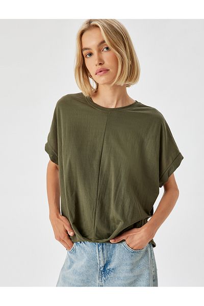 Koton Bequeme Off-Shoulder Kurzarmbluse - Rundhals