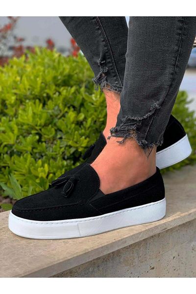 K&A Casual Sports Classic Shoes Black Suede (White Sole)