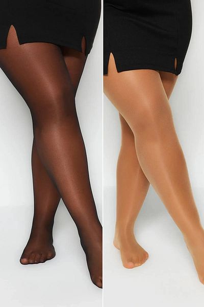 C&City Plus Size 10 Denier Schwarze Strumpfhosen – 2er-Pack