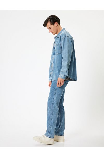 Koton Straight Leg Cotton Standard Waist Straight Fit Jeans - Mark Jean