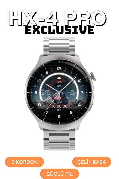 GoMarkt Ios & Android Destekli X4 Pro 46 mm Akıllı Saat Çelik/Deri/Plastik Ko...