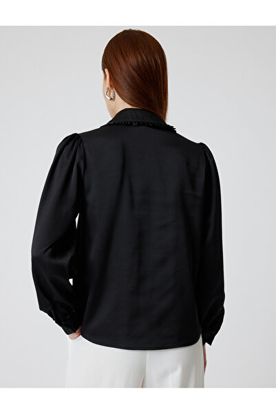 Koton Saténová košile s dlouhým rukávem - detail s volánem a šálou