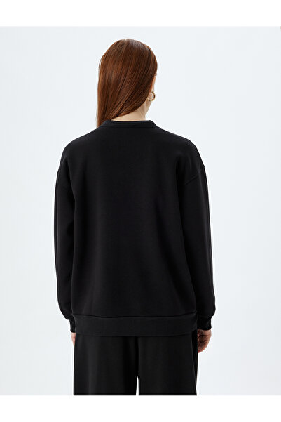 Koton Three Thread Raised Ribbed Crew Neck Long Sleeve Basic Sweatshirt