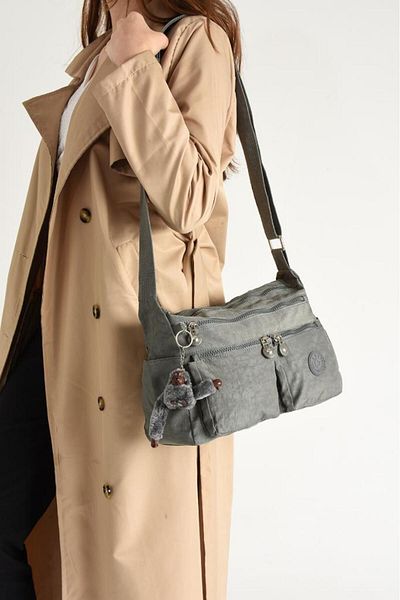 Baginn Geantă de damă cu curea încrucișată ușoară cu buzunare multiple, țesătură clinker, geantă de umăr, 30*20 cm, țesătură hidrofugă