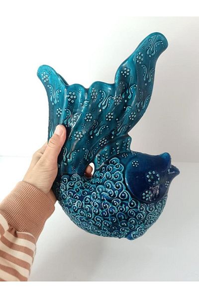 Hd Marketim Fish Flower Patterned Ceramic Figurine Tile - Decorative Table Object