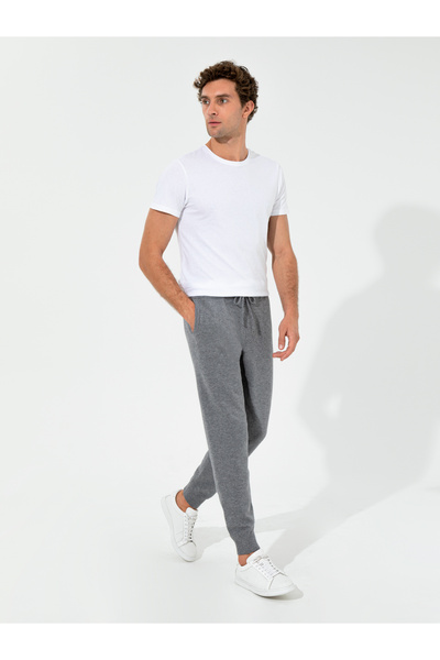 Cacharel Açık Gri Slim Fit Lastikli Paça Triko Pantolon 50260369-VR001
