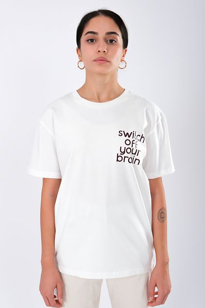 Coredra Tricou Ecru pentru damă - Switch Off Relaxed Fit